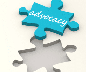 Advocacy in a blue puzzle piece