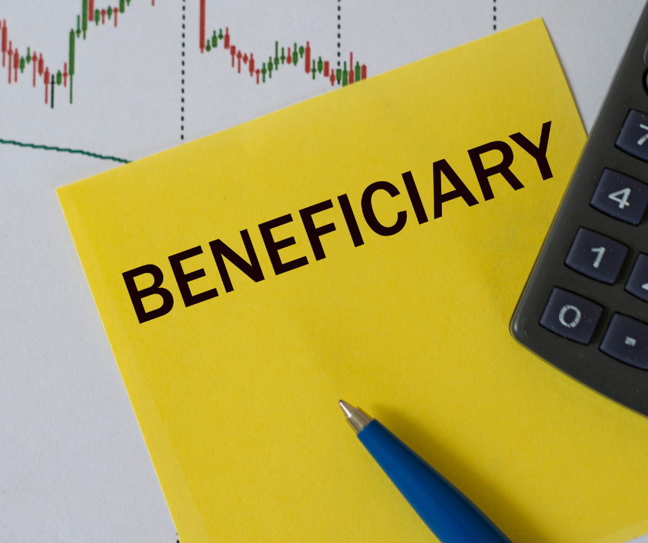 Yellow piece of paper that says Beneficiary