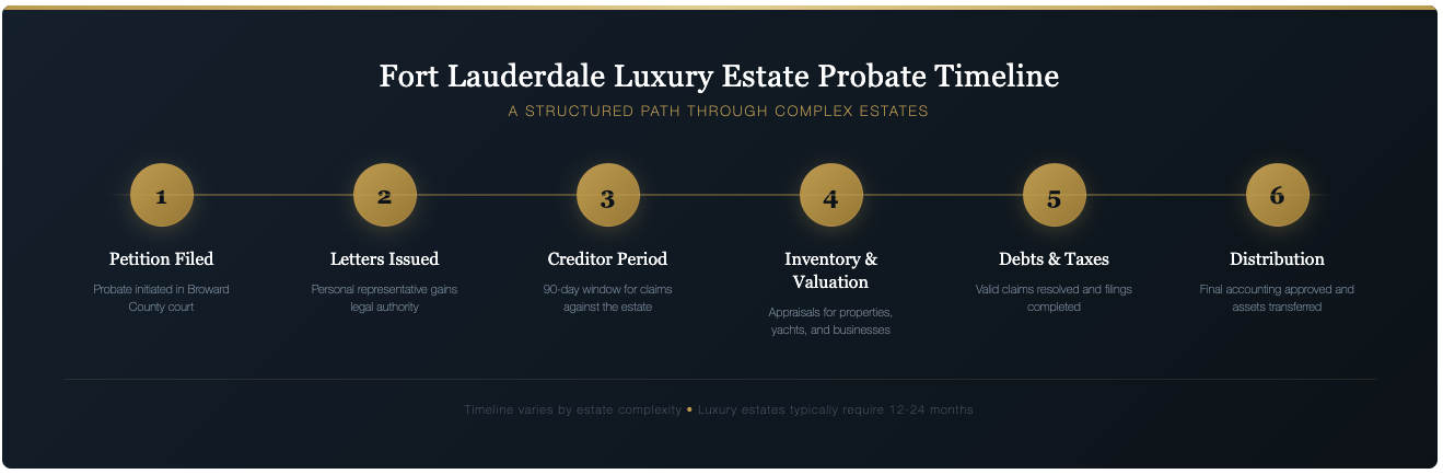 large probate ft lauderdale timeline of events