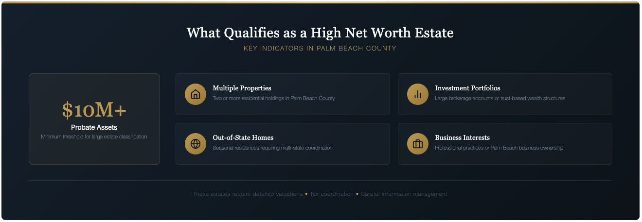 what qualifies as large probate estate in Palm Beach, FL